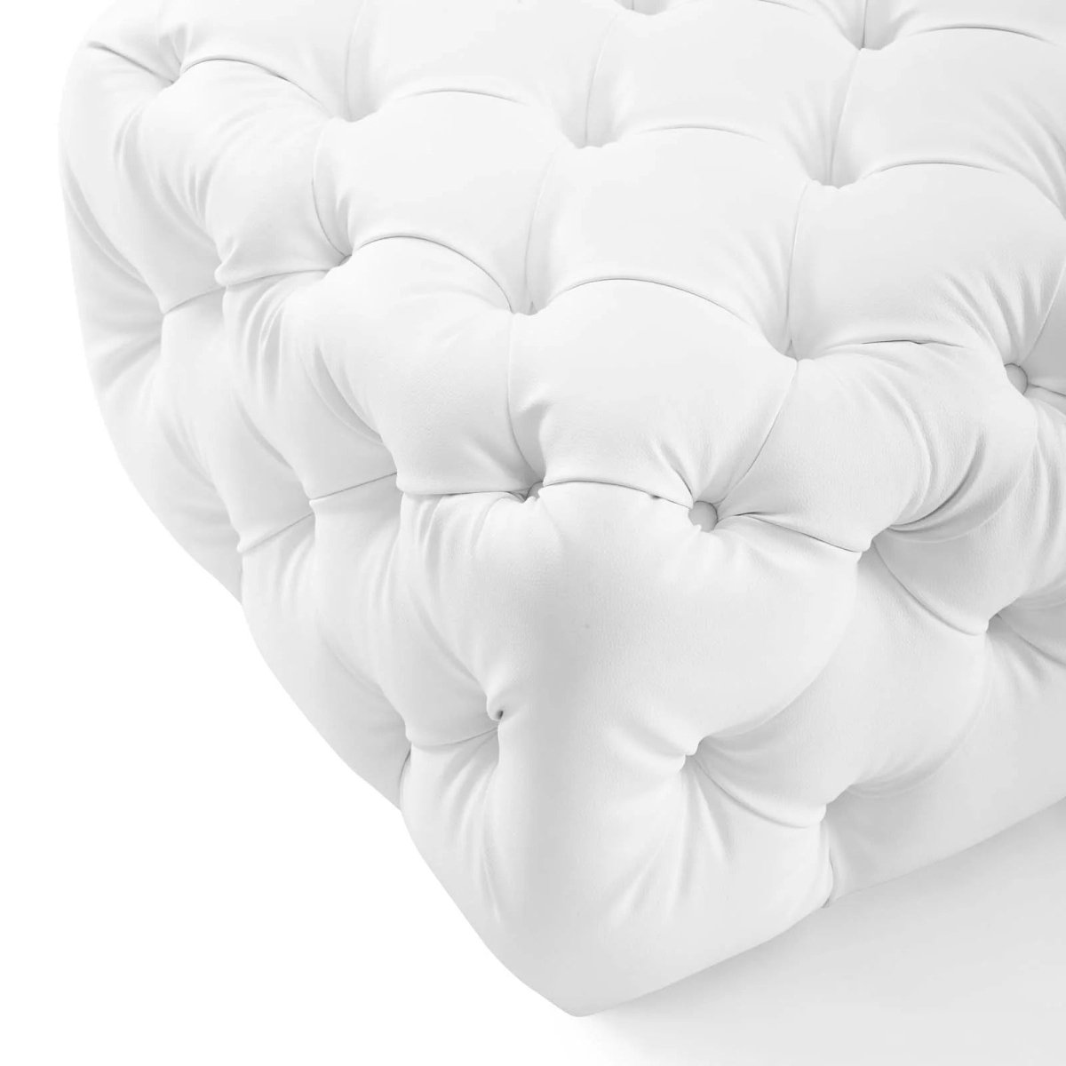 Square Tufted Faux Leather Ottoman – Upholstered 24 Inch - Ottomans available at Alpine Outlets in Denver