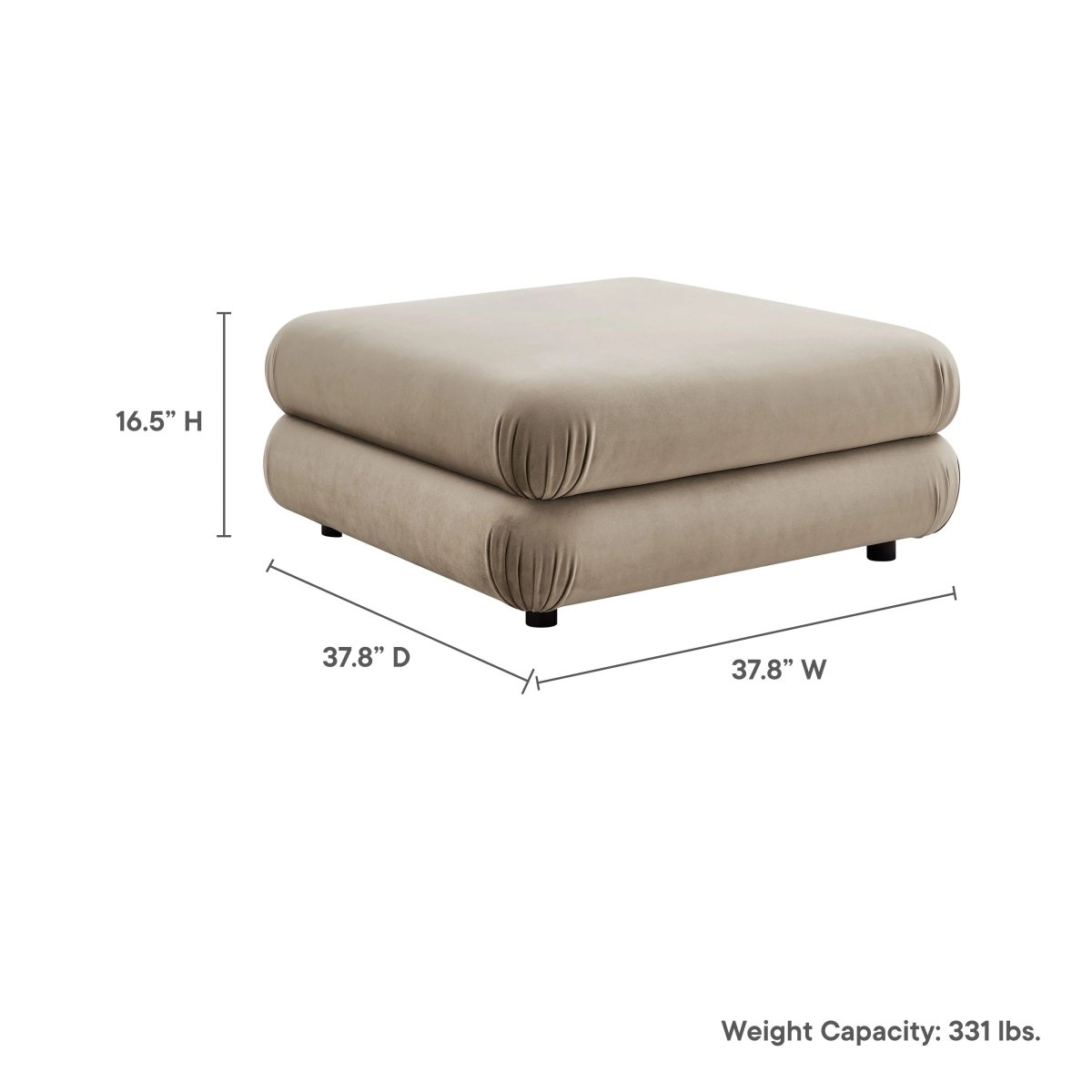 Square Velvet Ottoman Coffee Table β Modular 38 Inch - Ottomans available at Alpine Outlets in Denver