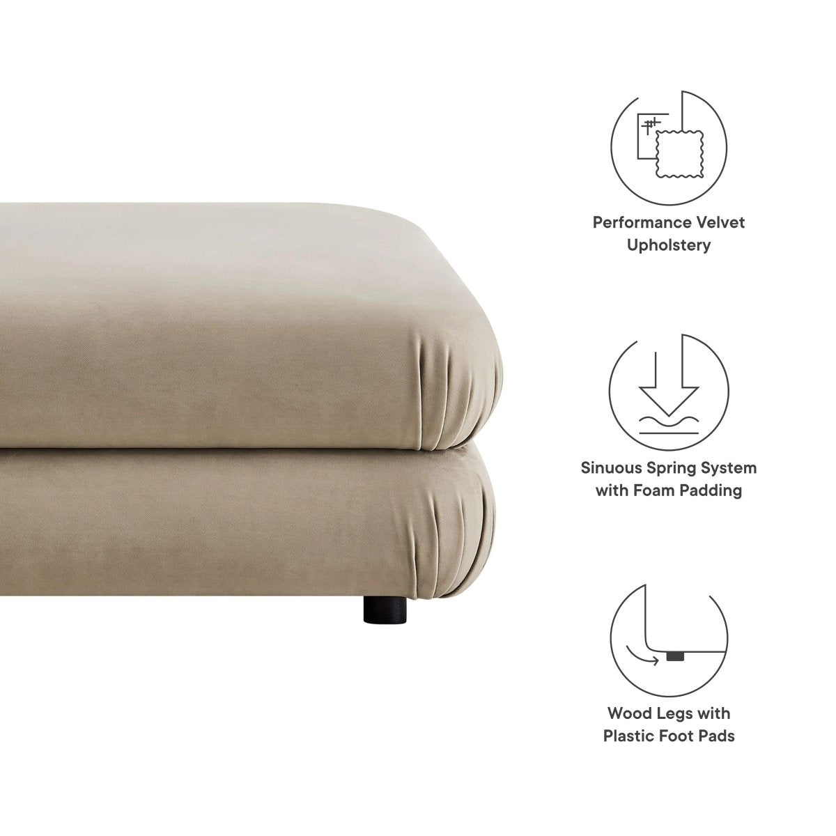Square Velvet Ottoman Coffee Table β Modular 38 Inch - Ottomans available at Alpine Outlets in Denver