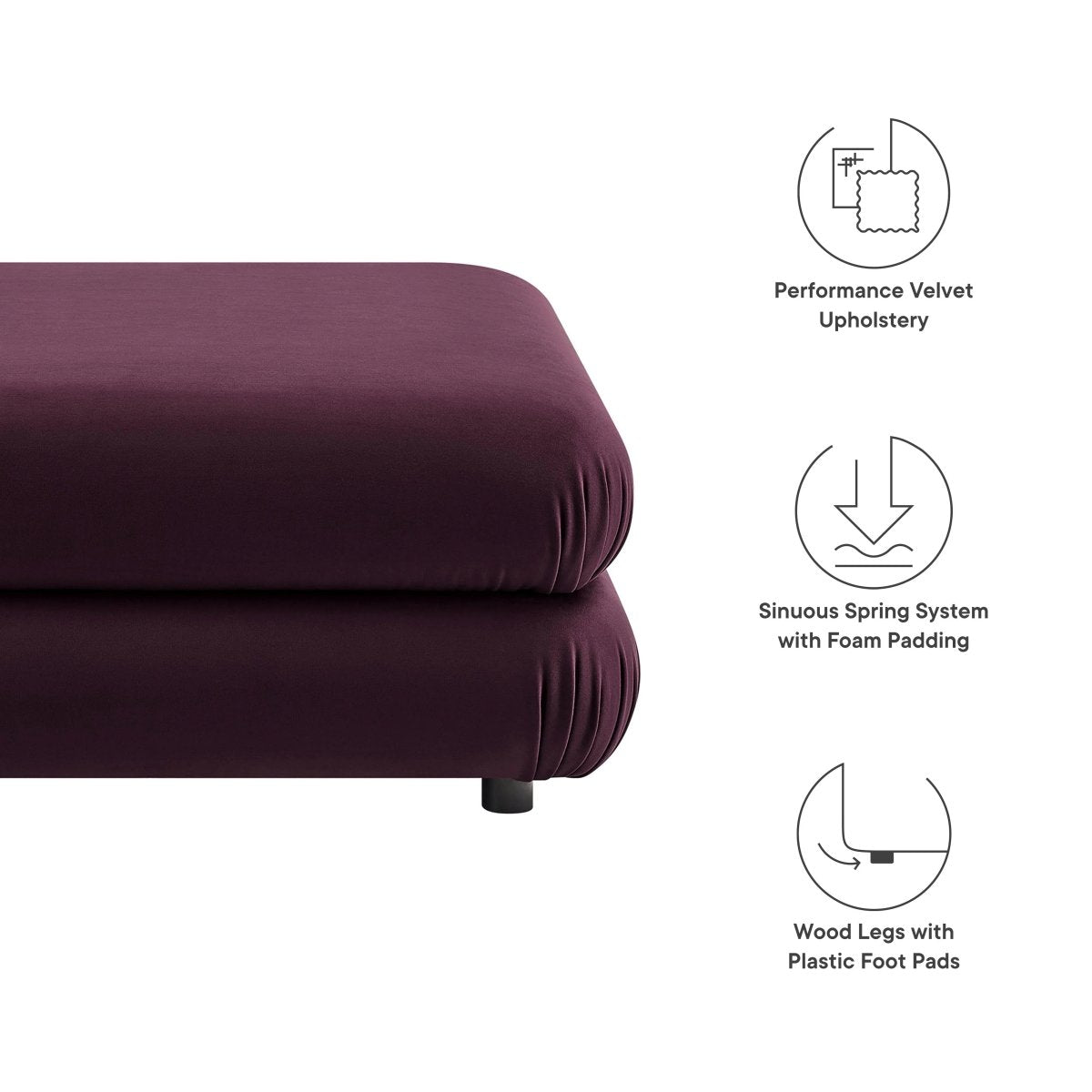 Square Velvet Ottoman Coffee Table β Modular 38 Inch - Ottomans available at Alpine Outlets in Denver