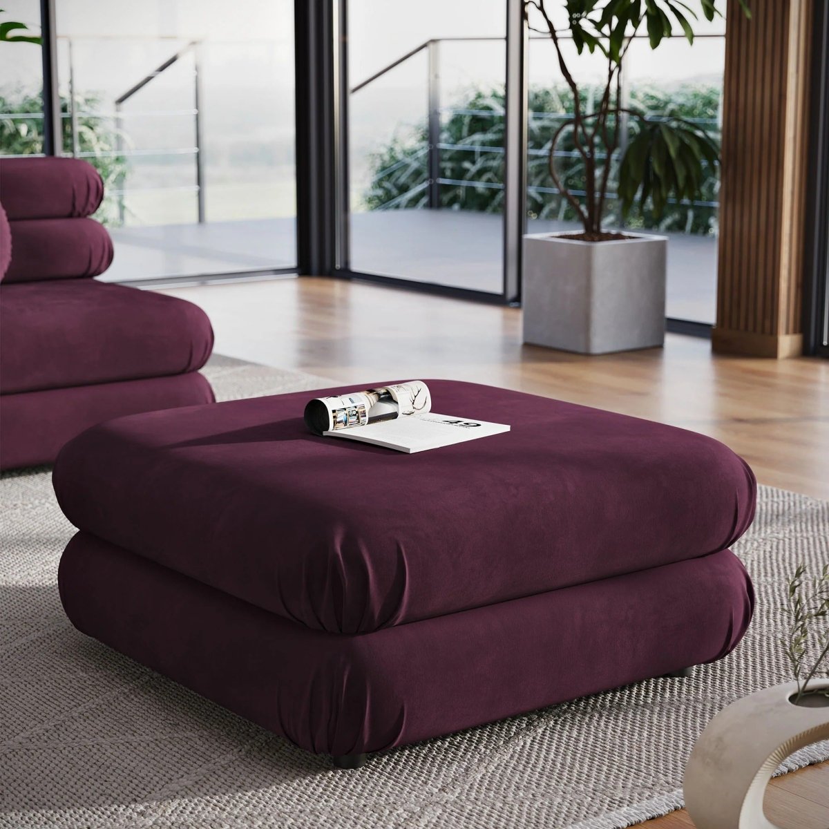 Square Velvet Ottoman Coffee Table β Modular 38 Inch - Ottomans available at Alpine Outlets in Denver
