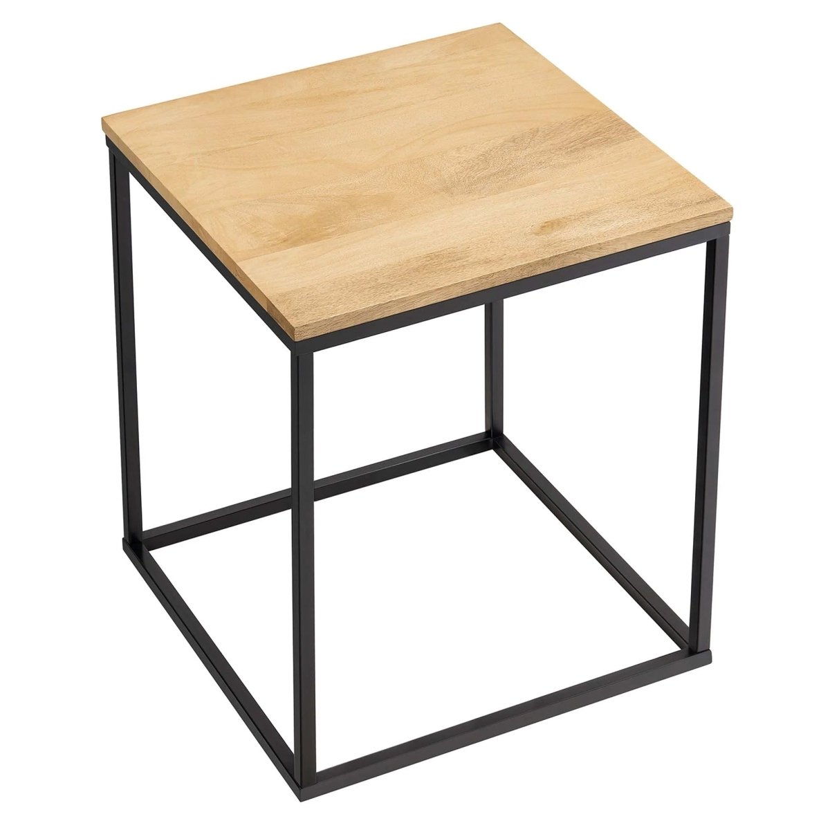 Square Wood and Metal Side Table – Mango Wood 16 Inch - End & Side Tables available at Alpine Outlets in Denver