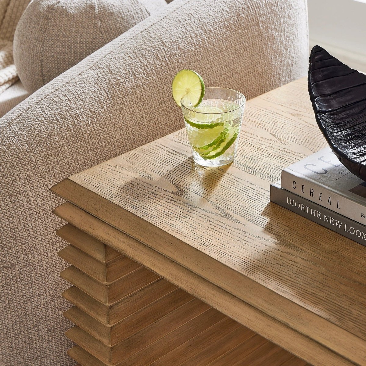 Square Wood Side Table Stacked Design – Oak 24 Inch - End & Side Tables available at Alpine Outlets in Denver