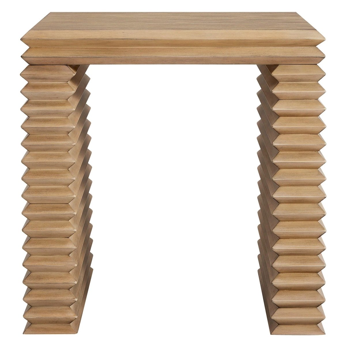Square Wood Side Table Stacked Design – Oak 24 Inch - End & Side Tables available at Alpine Outlets in Denver