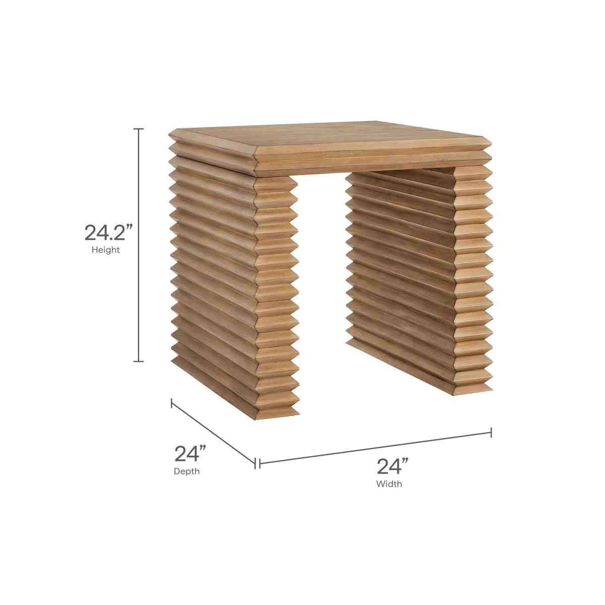 Square Wood Side Table Stacked Design – Oak 24 Inch - End & Side Tables available at Alpine Outlets in Denver