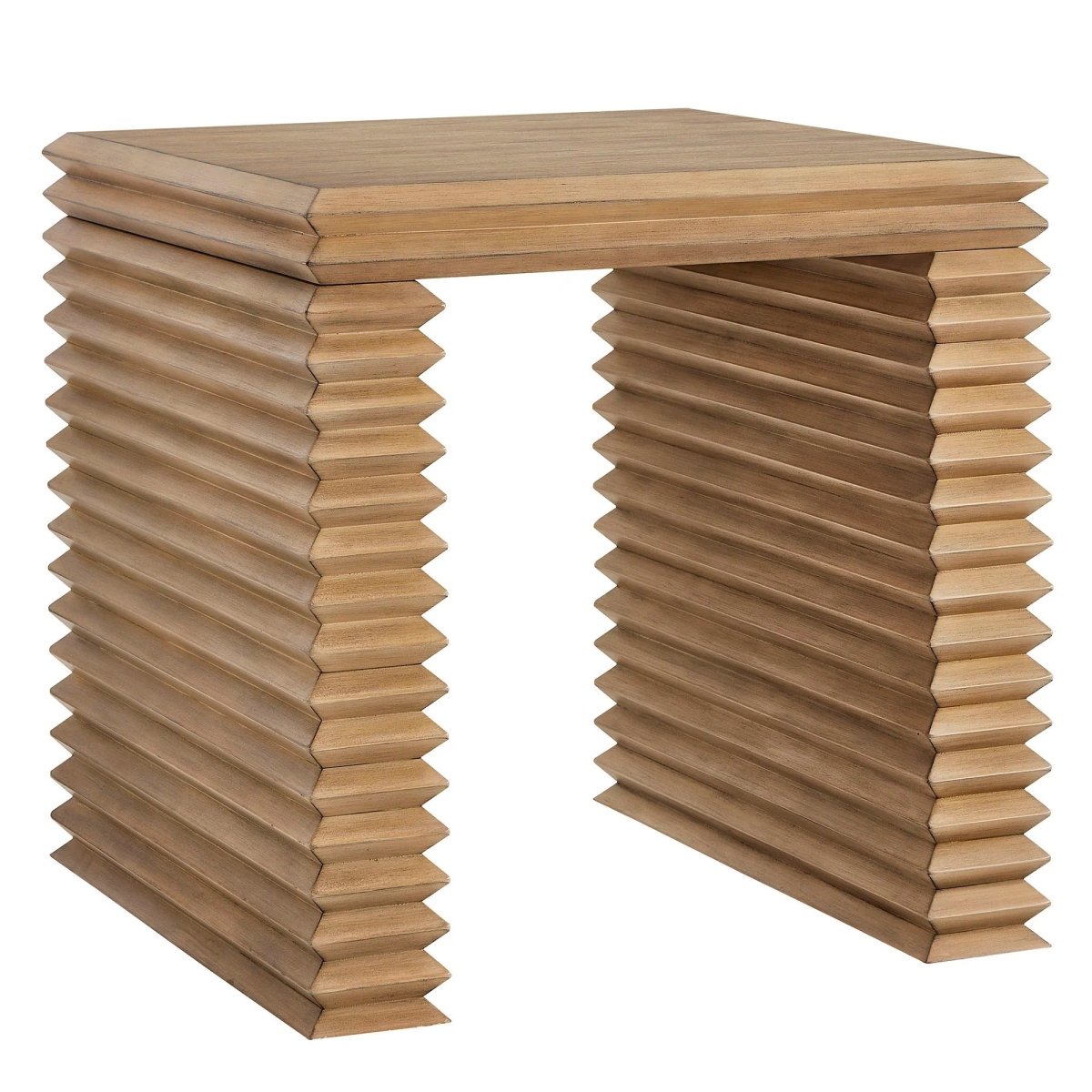 Square Wood Side Table Stacked Design – Oak 24 Inch - End & Side Tables available at Alpine Outlets in Denver