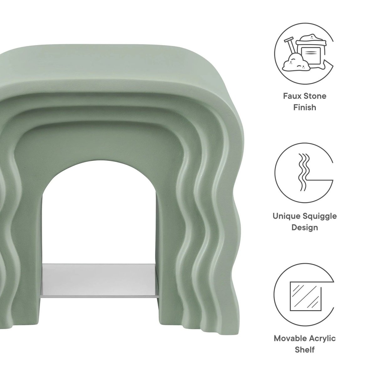 Squiggle Faux Stone Side Table with Acrylic Shelf – 19 Inch - End & Side Tables available at Alpine Outlets in Denver