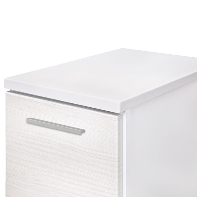 Style Selections Acadia White Floating Bathroom Vanity with Cultured Marble Top - 🟢 Bathroom Cabinets available at Alpine Outlets in Denver