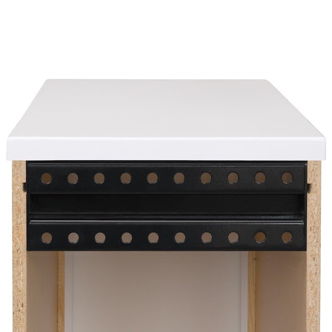 Style Selections Acadia White Floating Bathroom Vanity with Cultured Marble Top - 🟢 Bathroom Cabinets available at Alpine Outlets in Denver