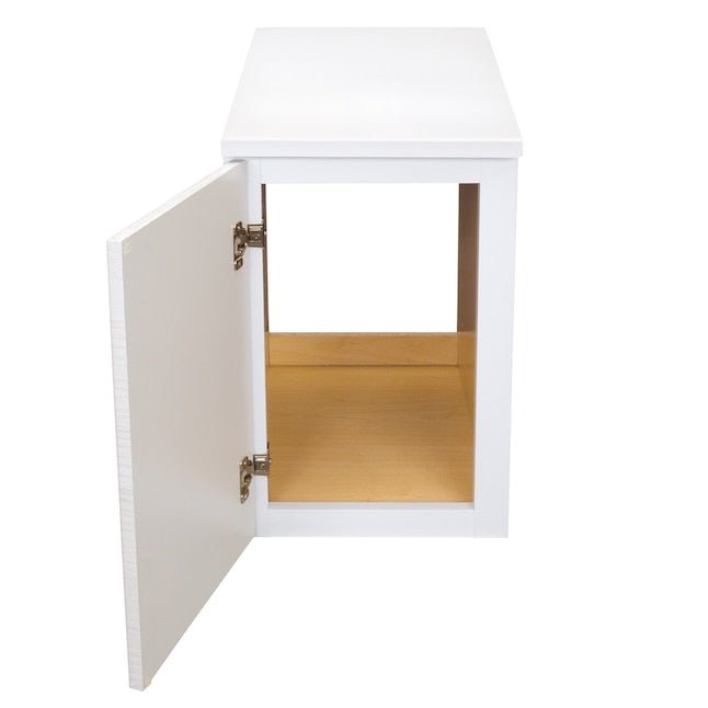Style Selections Acadia White Floating Bathroom Vanity with Cultured Marble Top - 🟢 Bathroom Cabinets available at Alpine Outlets in Denver