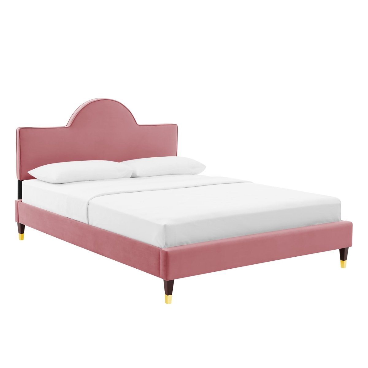 Sunrise Arch Performance Velvet Platform Bed with Gold Detail - Platform Bed available at Alpine Outlets in Denver