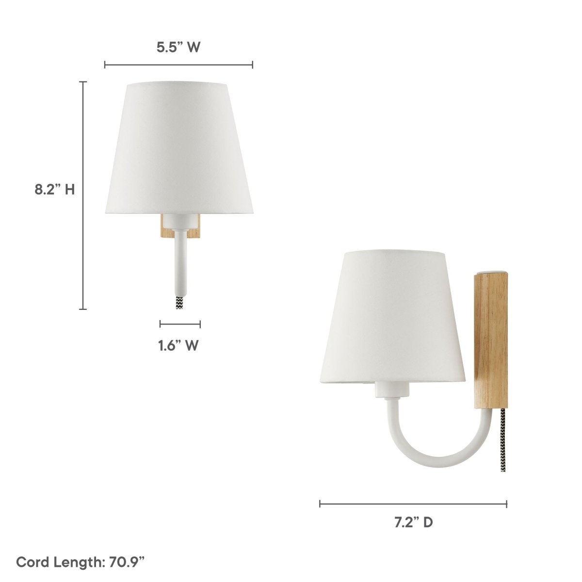 1-Light Swivel Wall Sconce with Fabric Shade – Natural White - Lighting - Alpine Outlets