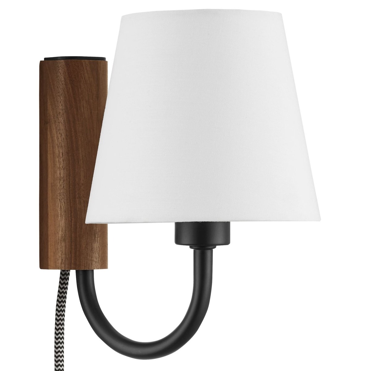 1-Light Swivel Wall Sconce with Fabric Shade – Walnut Black - Lighting - Alpine Outlets