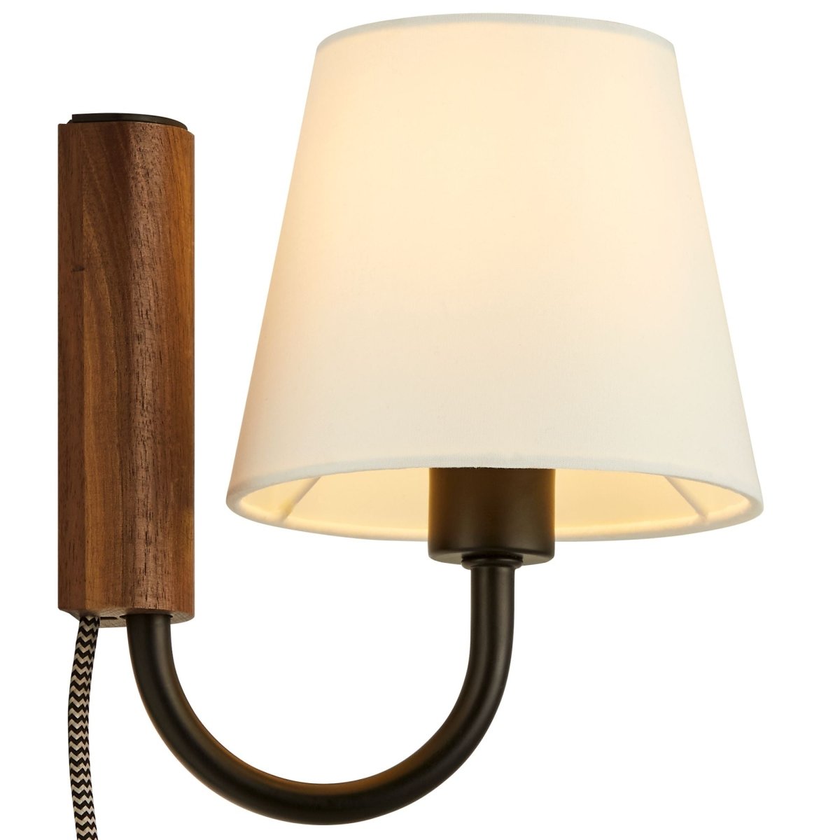 1-Light Swivel Wall Sconce with Fabric Shade – Walnut Black - Lighting - Alpine Outlets