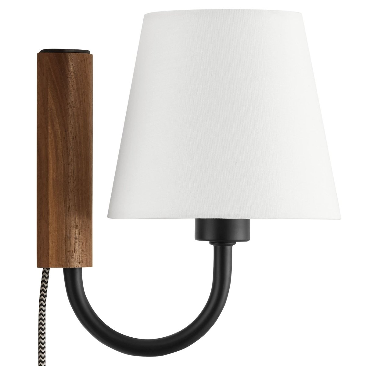 1-Light Swivel Wall Sconce with Fabric Shade – Walnut Black - Lighting - Alpine Outlets