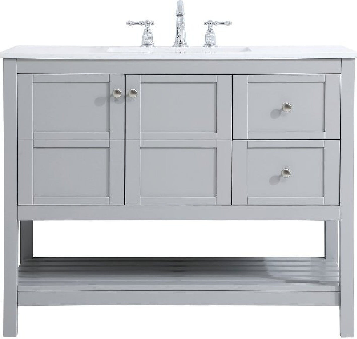 Theo 42 Inch Gray Single Sink Vanity with Quartz Top