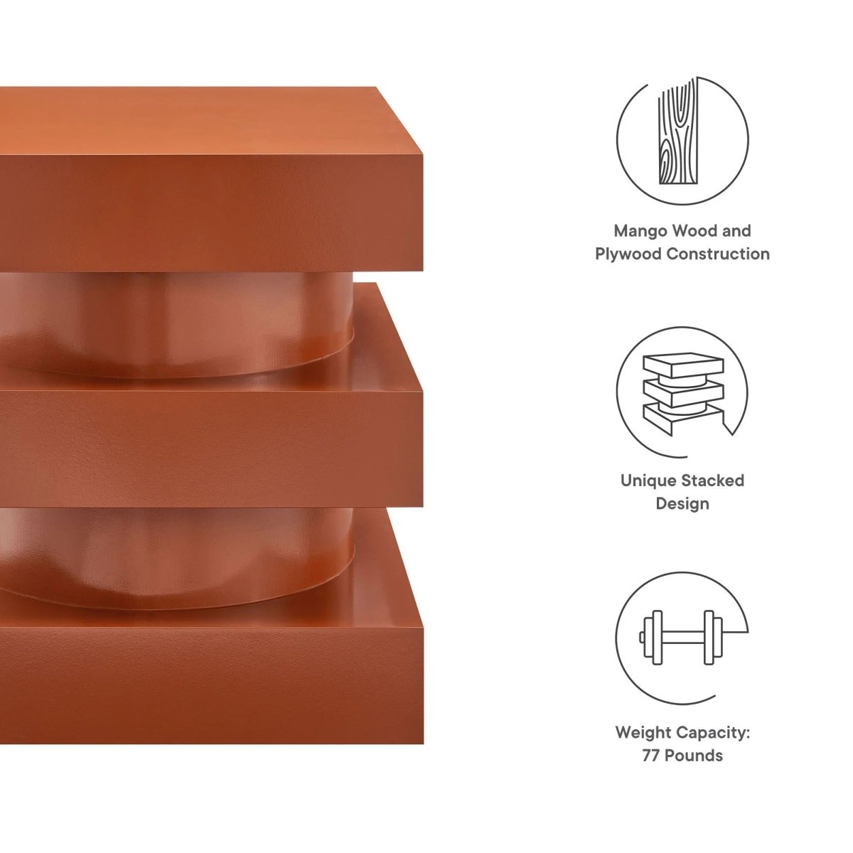Totem Wood Side Table Stacked Design – 18 Inch Square - End & Side Tables available at Alpine Outlets in Denver