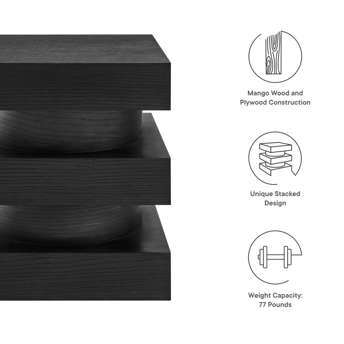 Totem Wood Side Table Stacked Design – 18 Inch Square - End & Side Tables available at Alpine Outlets in Denver