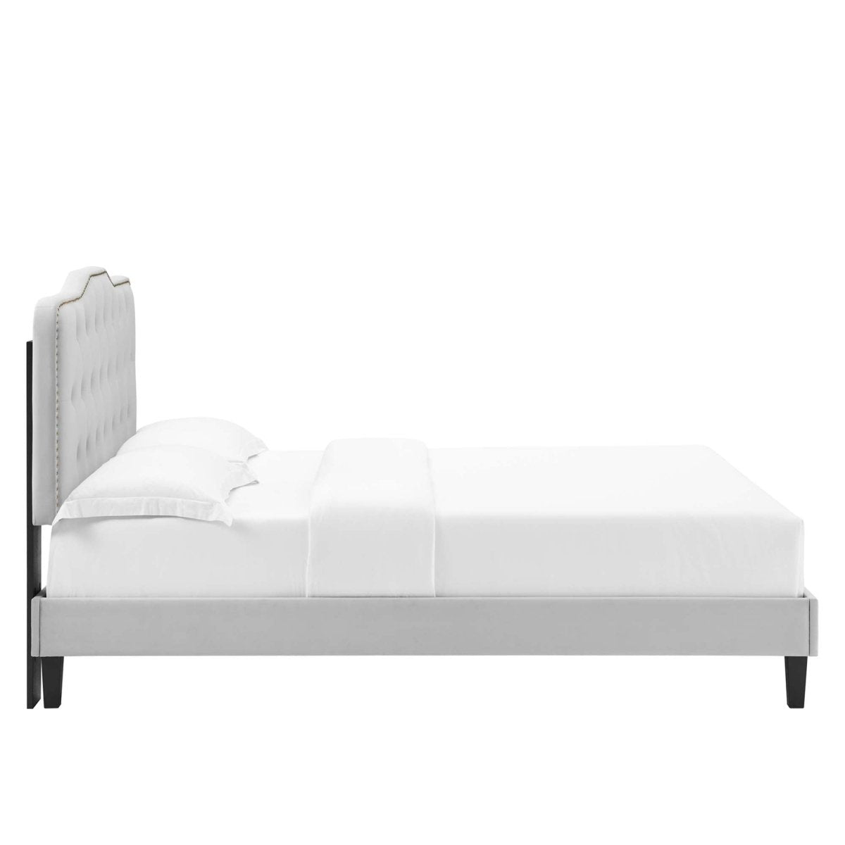 Tufted Nailhead Performance Velvet Platform Bed - Platform Bed available at Alpine Outlets in Denver