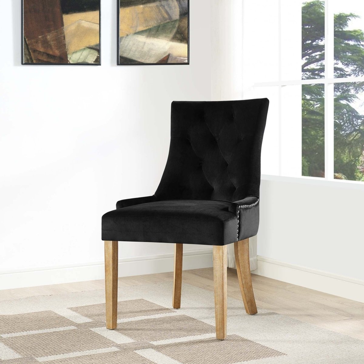 Tufted Performance Velvet Dining Chair with Nailhead Trim and Back Ring - Dining Chairs available at Alpine Outlets in Denver
