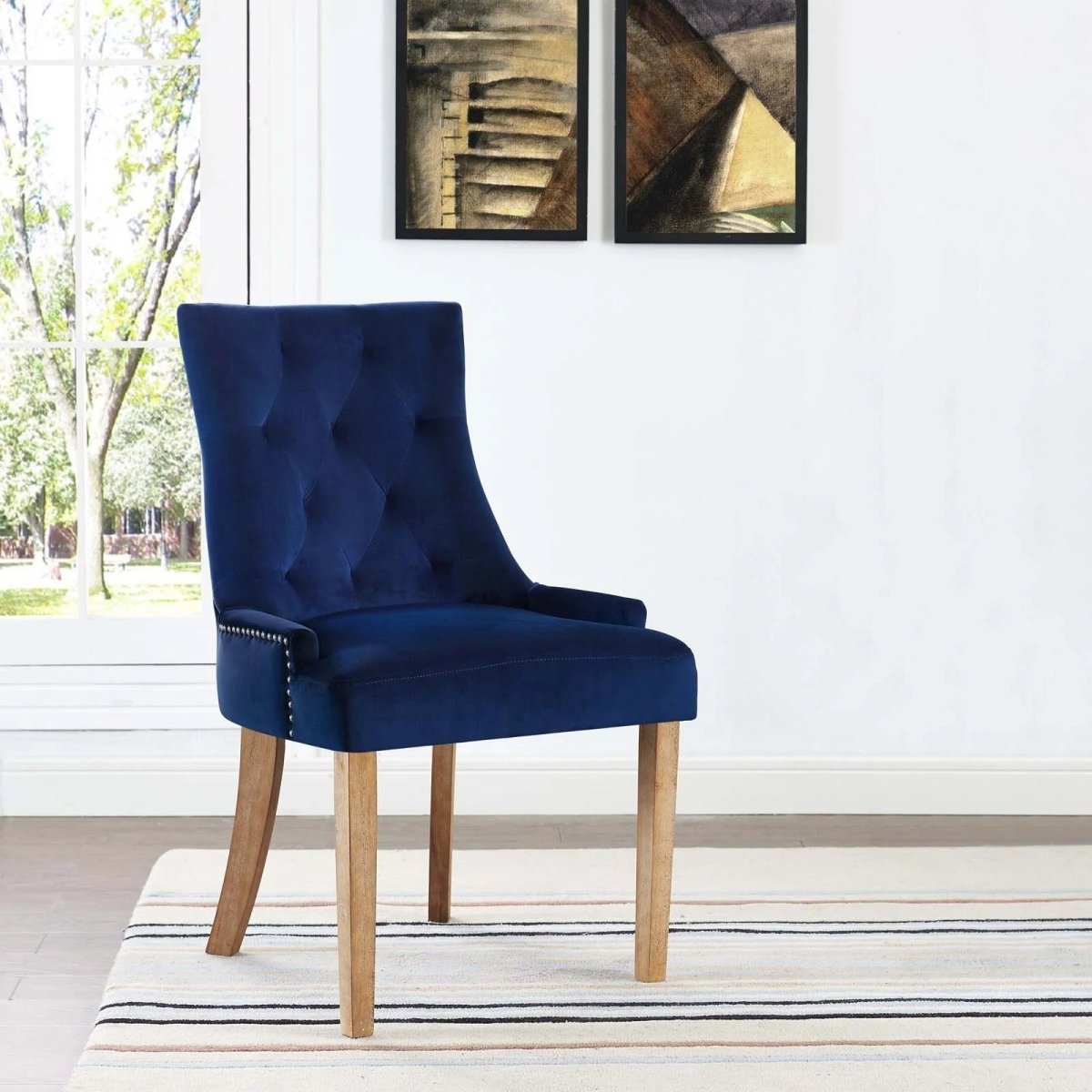 Tufted Performance Velvet Dining Chair with Nailhead Trim and Back Ring - Dining Chairs available at Alpine Outlets in Denver