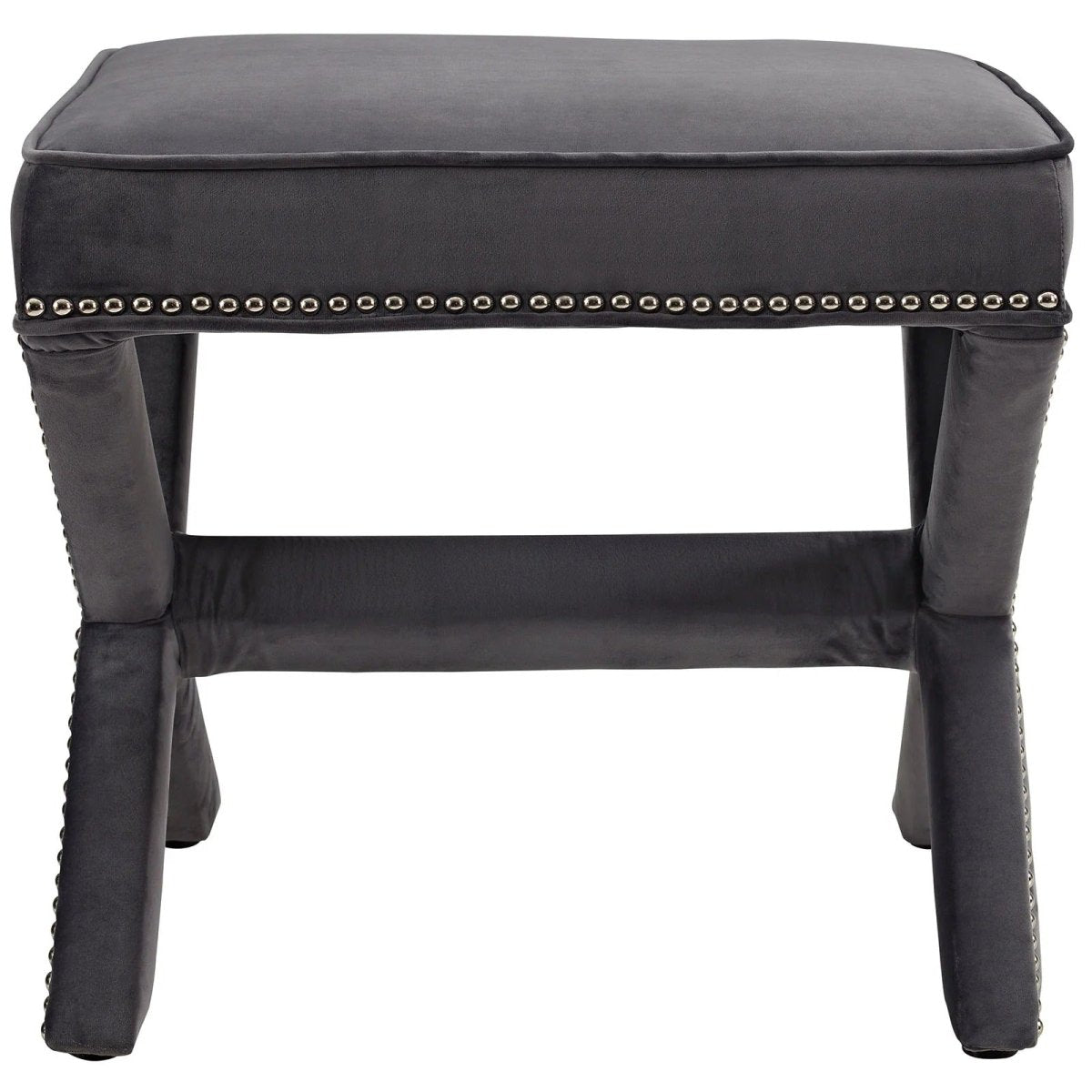 Tufted Velvet Bench Ottoman with Nailhead Trim – 20 Inch - Ottomans available at Alpine Outlets in Denver