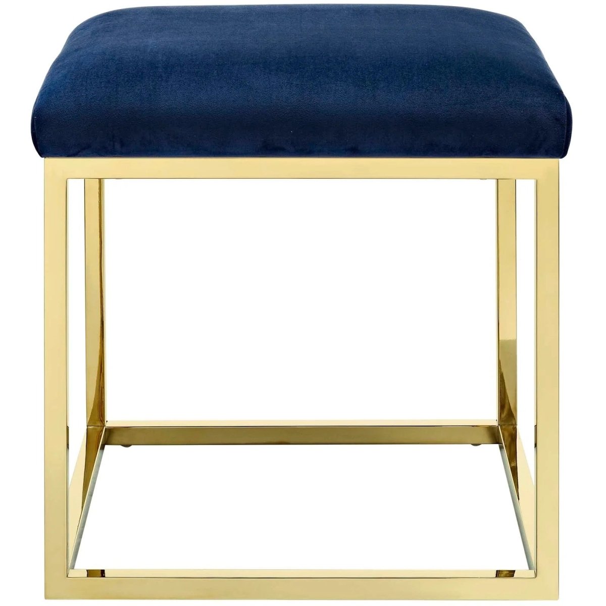 Tufted Velvet Ottoman with Gold Base β 18 Inch Square - Ottomans available at Alpine Outlets in Denver