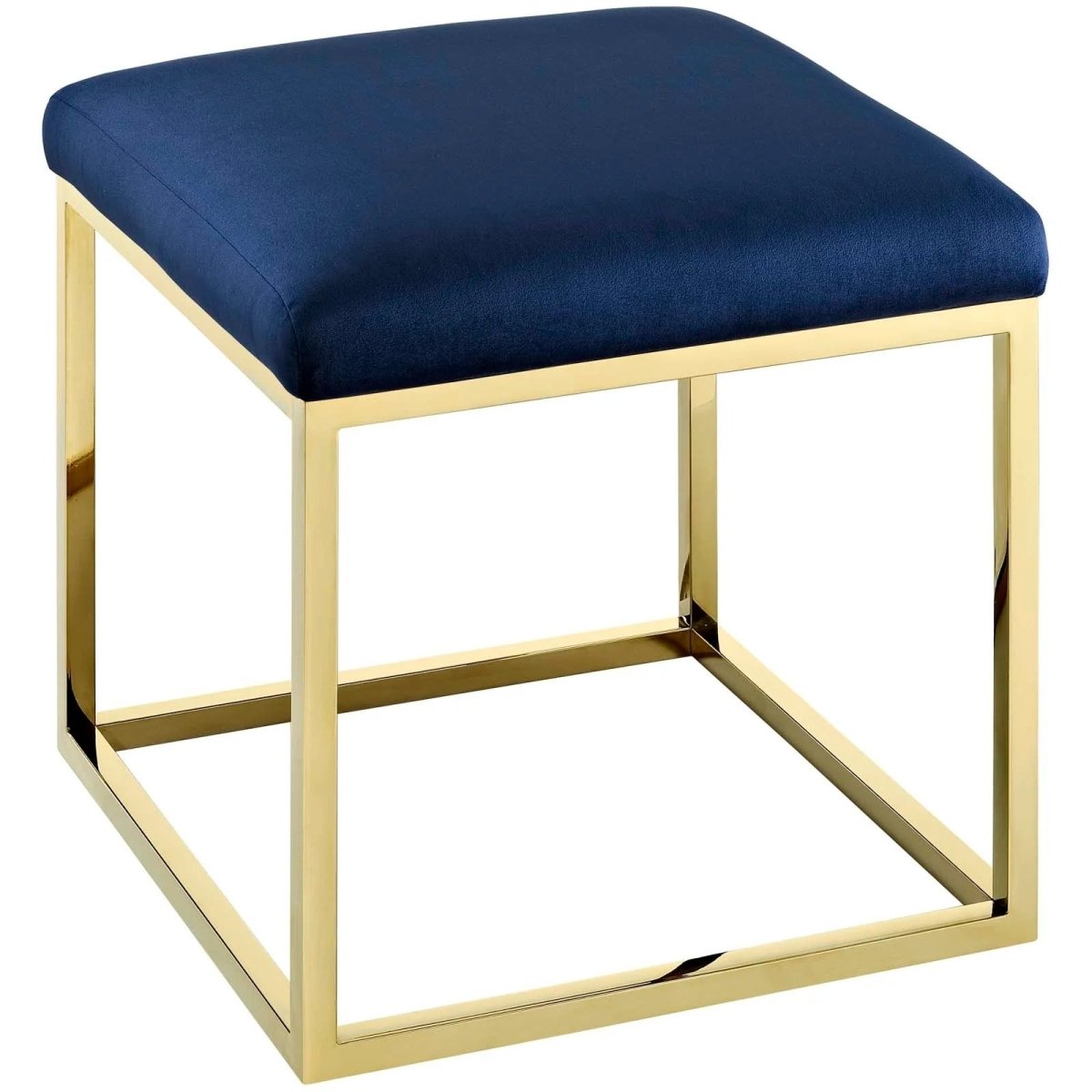 Tufted Velvet Ottoman with Gold Base β 18 Inch Square - Ottomans available at Alpine Outlets in Denver