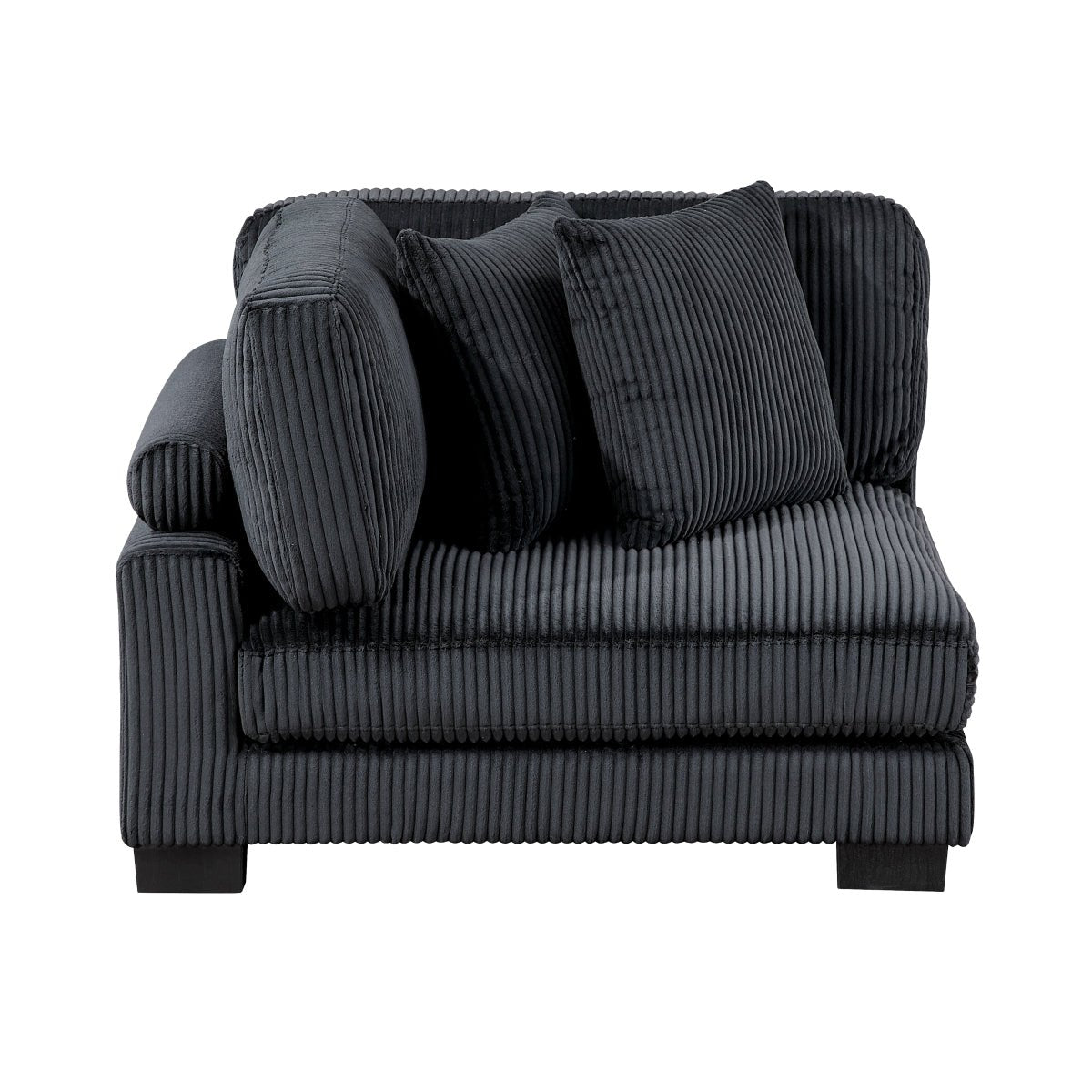 Turbo 135 in. W Pillow Top Arm Corduroy Fabric Rectangle Sofa in Black - Living Room Furniture - Alpine Outlets