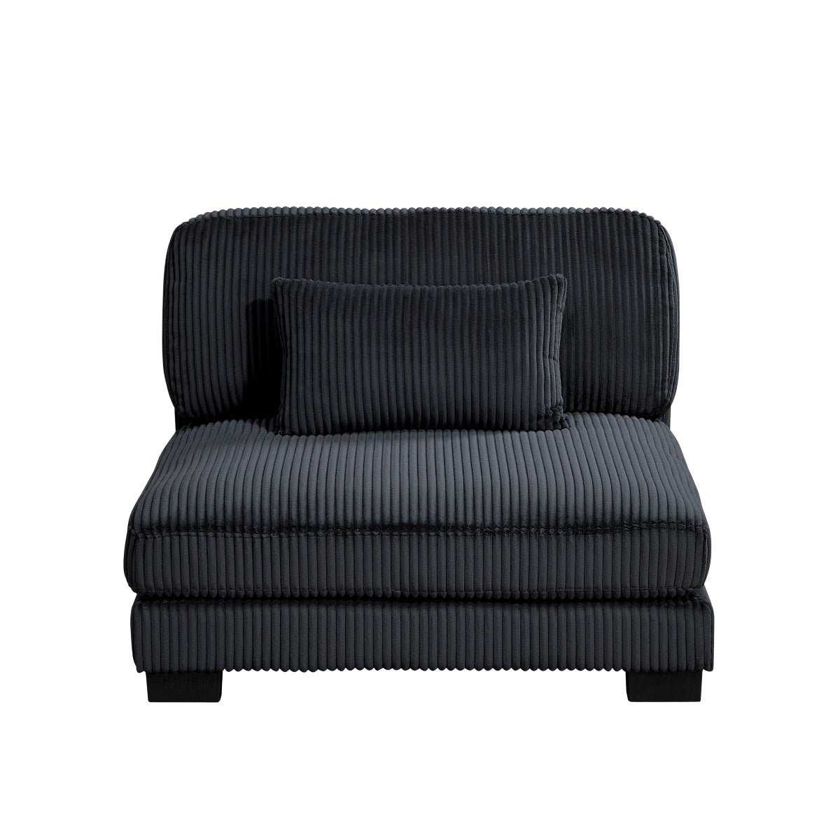 Turbo 135 in. W Pillow Top Arm Corduroy Fabric Rectangle Sofa in Black - Living Room Furniture - Alpine Outlets