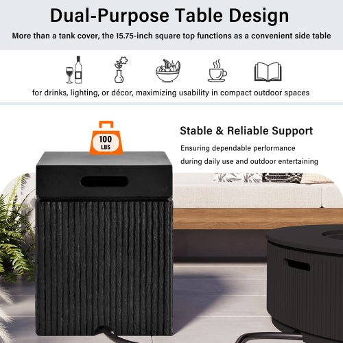 U_STYLE 2 - Piece 41.9" Propane Fire Pit Set with MGO Tank Cover Table - 🟢 Fire Pits available at Alpine Outlets in Denver