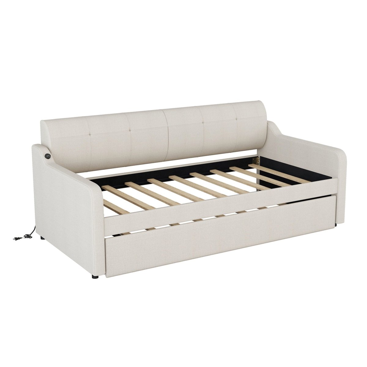 Upholstered Daybed With Trundle And USB Charging - Trundle Beds available at Alpine Outlets in Denver