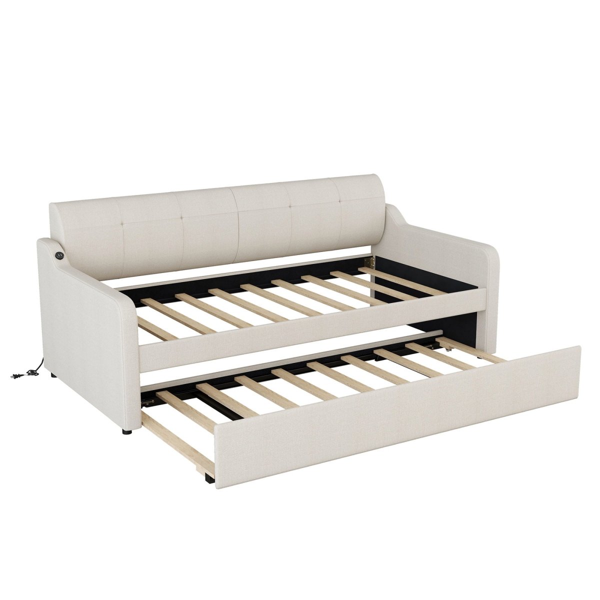 Upholstered Daybed With Trundle And USB Charging - Trundle Beds available at Alpine Outlets in Denver