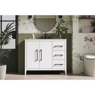 Millie 42 X 35 inch White Bathroom Vanity Cabinet