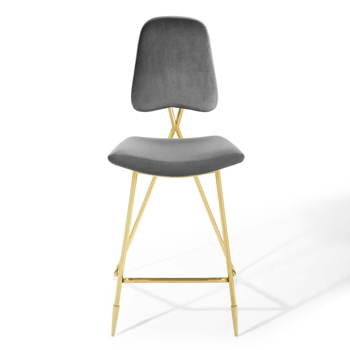 Vintage Glam Performance Velvet Bar Stool – Gold 45 Inch - Stools available at Alpine Outlets in Denver
