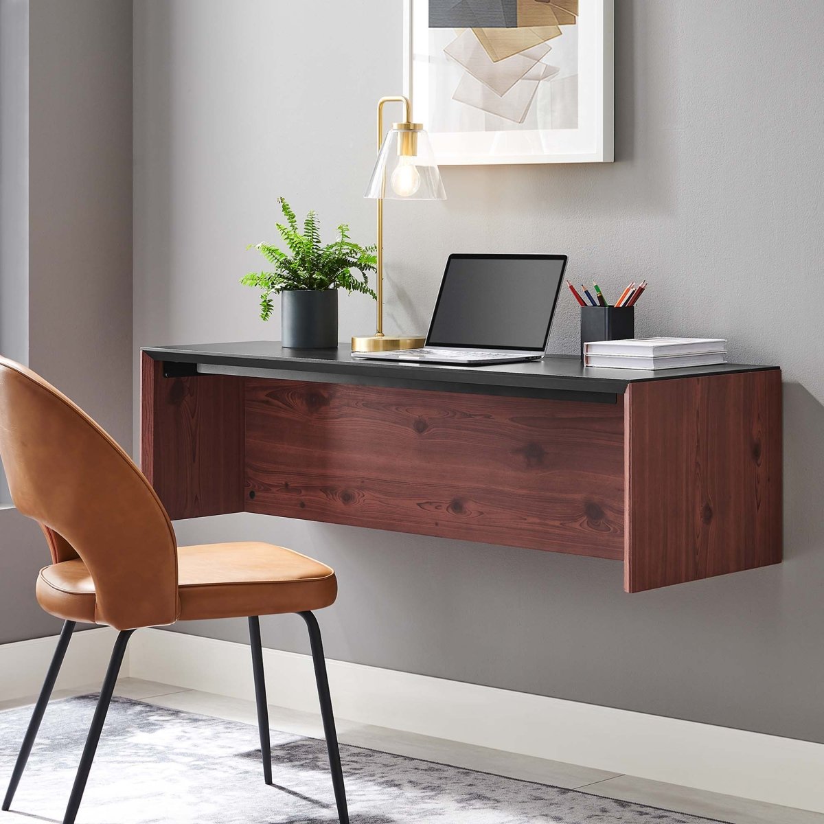 49" Wall-Mount Office Desk β Black Cherry - Workspace - Alpine Outlets