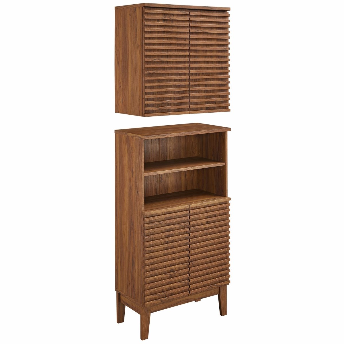 Walnut Bathroom Cabinet Set with Freestanding and Wall-Mounted Storage - Bathroom Fixtures - Alpine Outlets