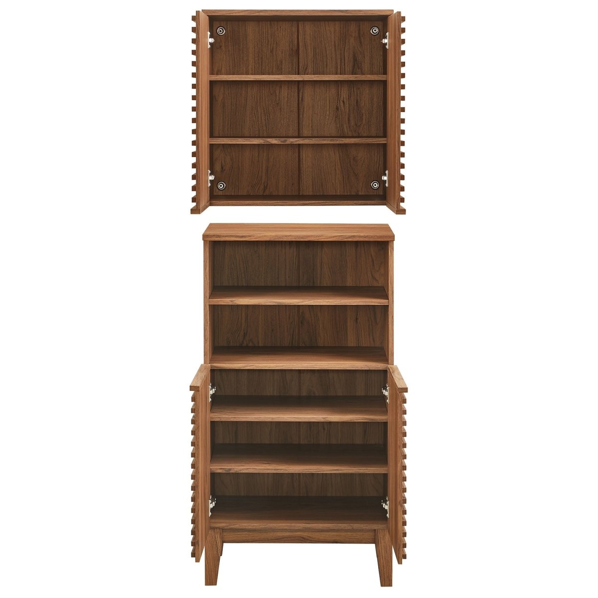Walnut Bathroom Cabinet Set with Freestanding and Wall-Mounted Storage - Bathroom Fixtures - Alpine Outlets