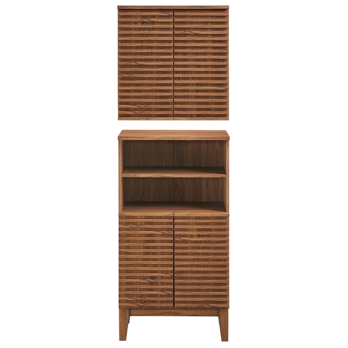 Walnut Bathroom Cabinet Set with Freestanding and Wall-Mounted Storage - Bathroom Fixtures - Alpine Outlets