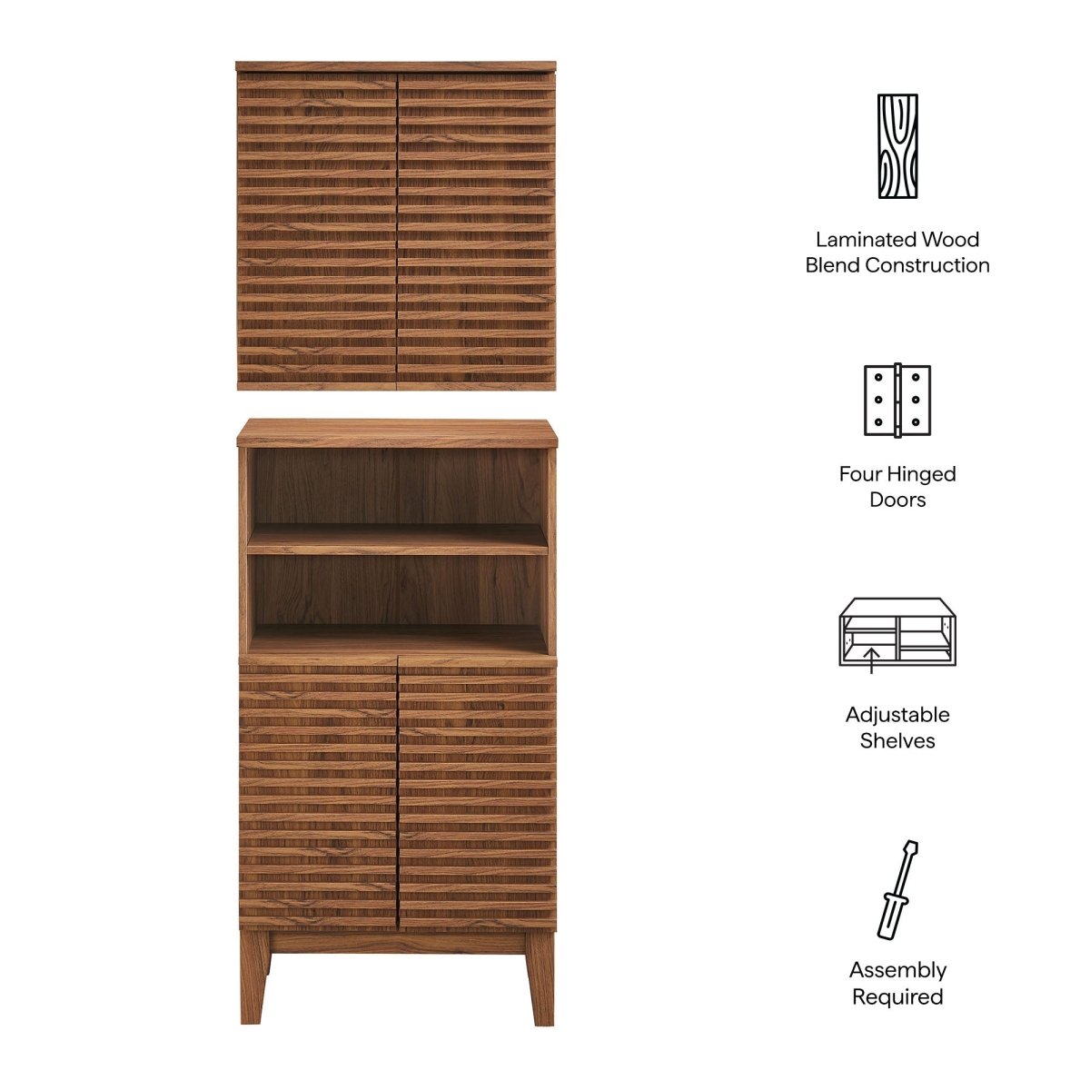 Walnut Bathroom Cabinet Set with Freestanding and Wall-Mounted Storage - Bathroom Fixtures - Alpine Outlets