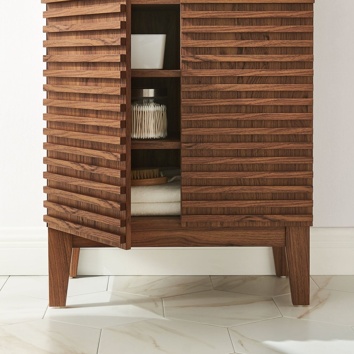 Walnut Freestanding Bathroom Storage Cabinet - Bathroom Fixtures - Alpine Outlets