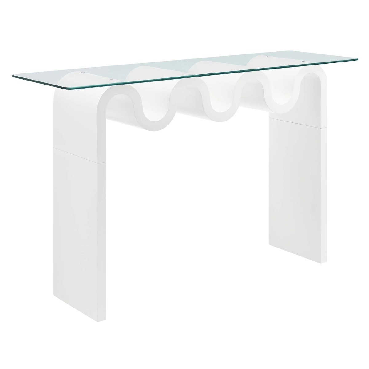 Wave Frame Glass Top Console Table β 50 Inch - Ottomans available at Alpine Outlets in Denver