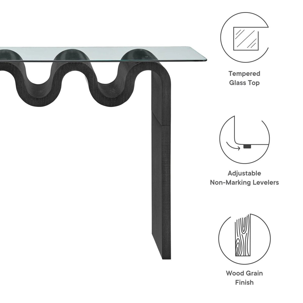 Wave Frame Glass Top Console Table β 50 Inch - Ottomans available at Alpine Outlets in Denver