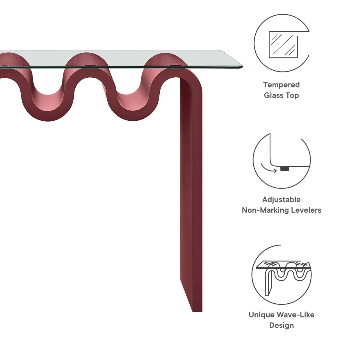 Wave Frame Glass Top Console Table β 50 Inch - Ottomans available at Alpine Outlets in Denver