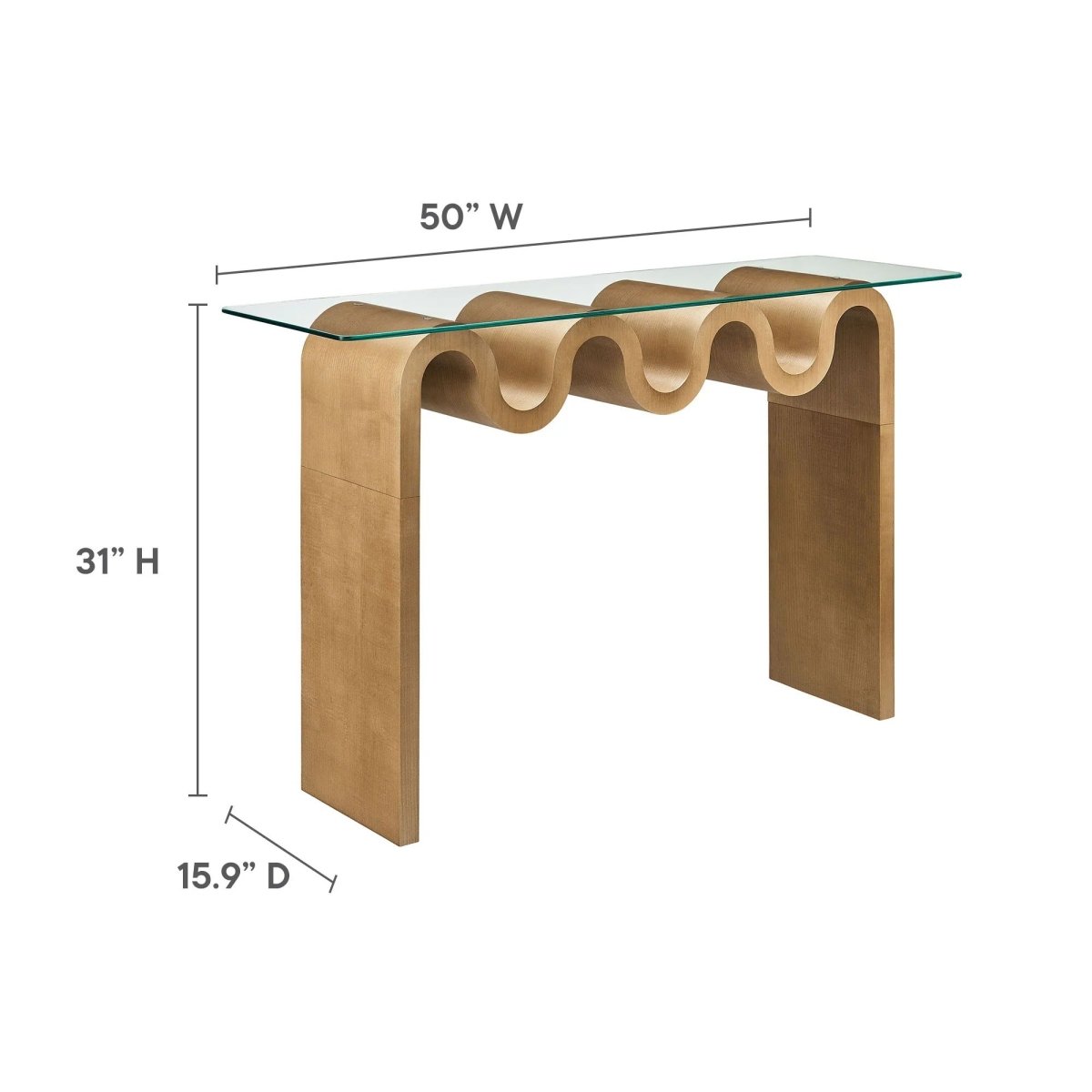 Wave Frame Glass Top Console Table β 50 Inch - Ottomans available at Alpine Outlets in Denver