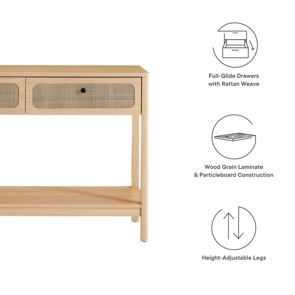Wood Console Table with Drawers and Shelf – 47 Inch - Ottomans available at Alpine Outlets in Denver