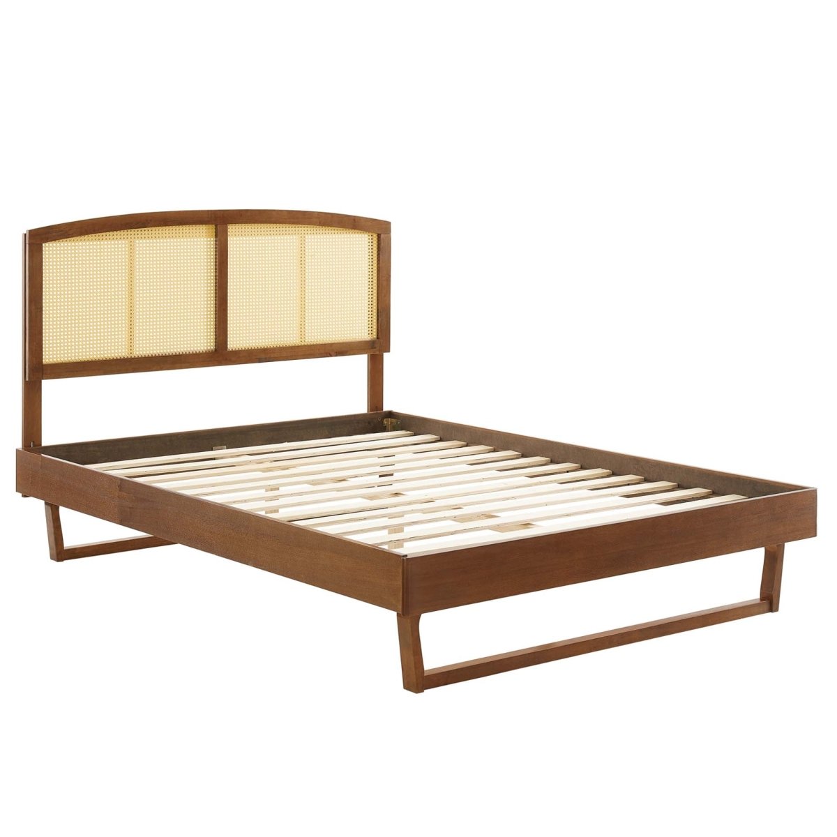 Woven Cane Rattan and Wood Platform Bed - Platform Bed available at Alpine Outlets in Denver