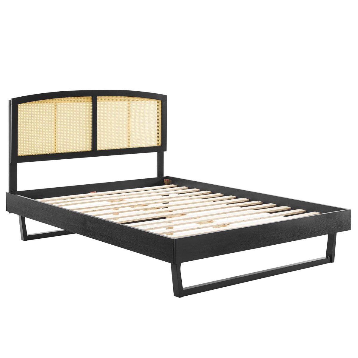 Woven Cane Rattan and Wood Platform Bed - Platform Bed available at Alpine Outlets in Denver