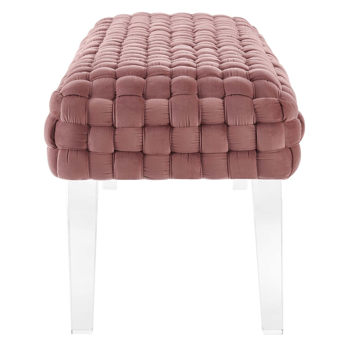 Woven Velvet Bench Ottoman with Acrylic Legs – 50 Inch - Ottomans available at Alpine Outlets in Denver