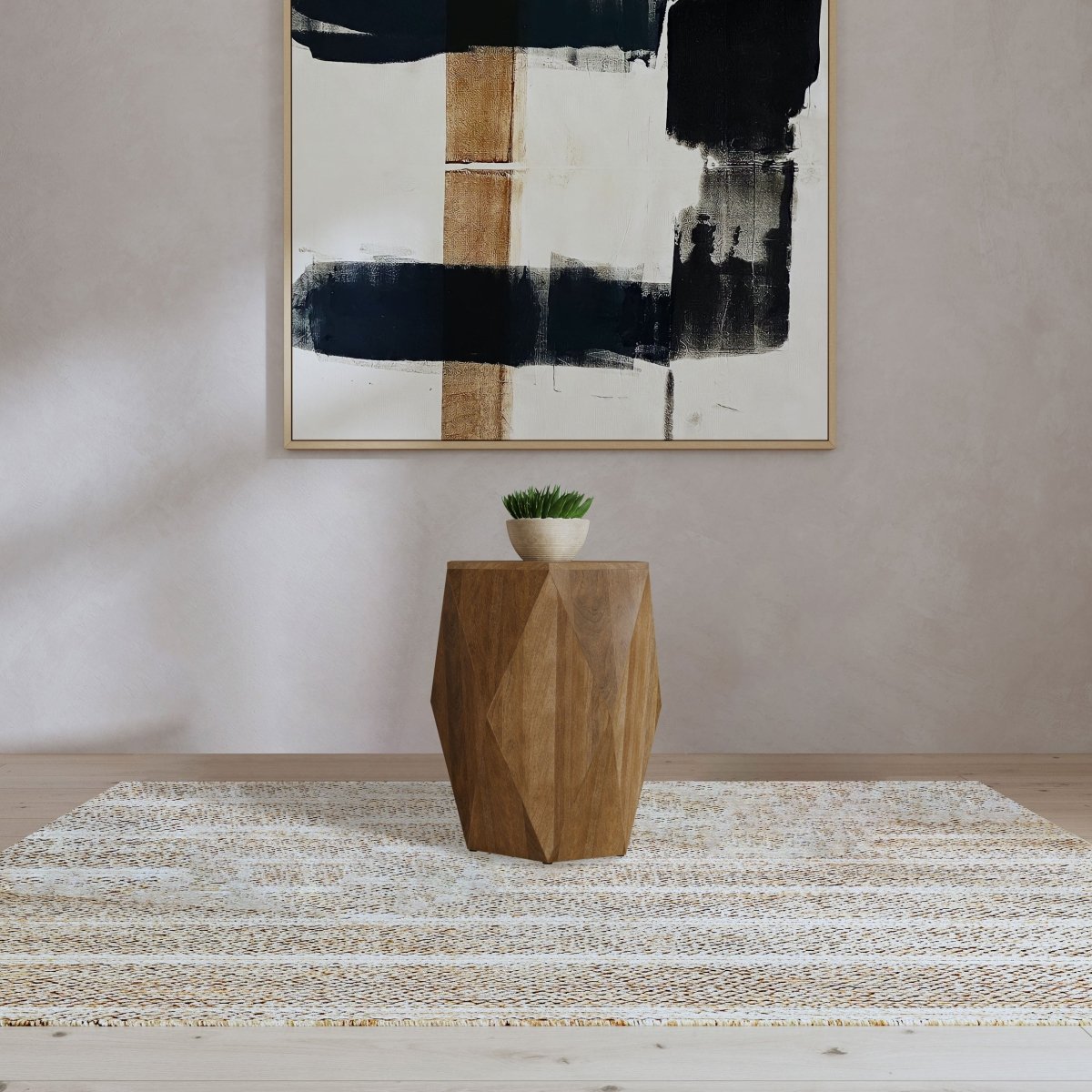 Zalika Hexagonal Solid Mango Wood End Table Natural - End & Side Tables available at Alpine Outlets in Denver